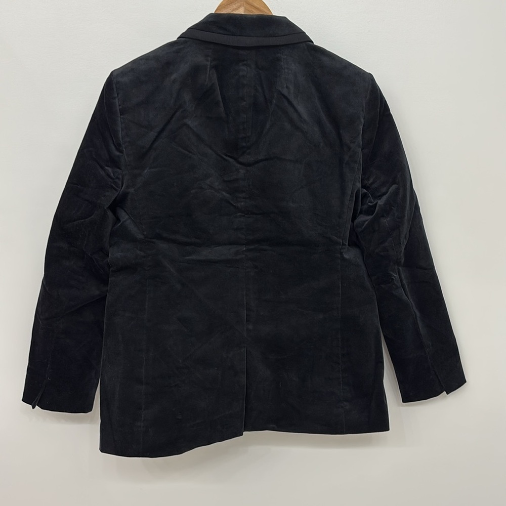 NWT J. Crew Petite Black velvet one-button blazer Piped Ribbon trimmed poetcore - Picture 6 of 8